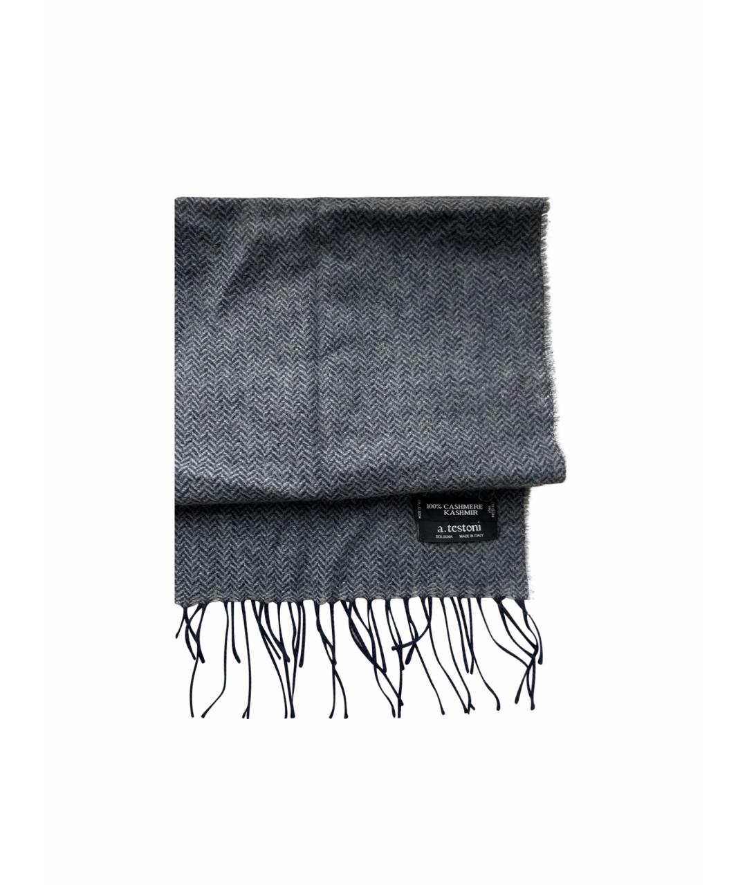 A.TESTONI Серый кашемировый шарф, фото 1