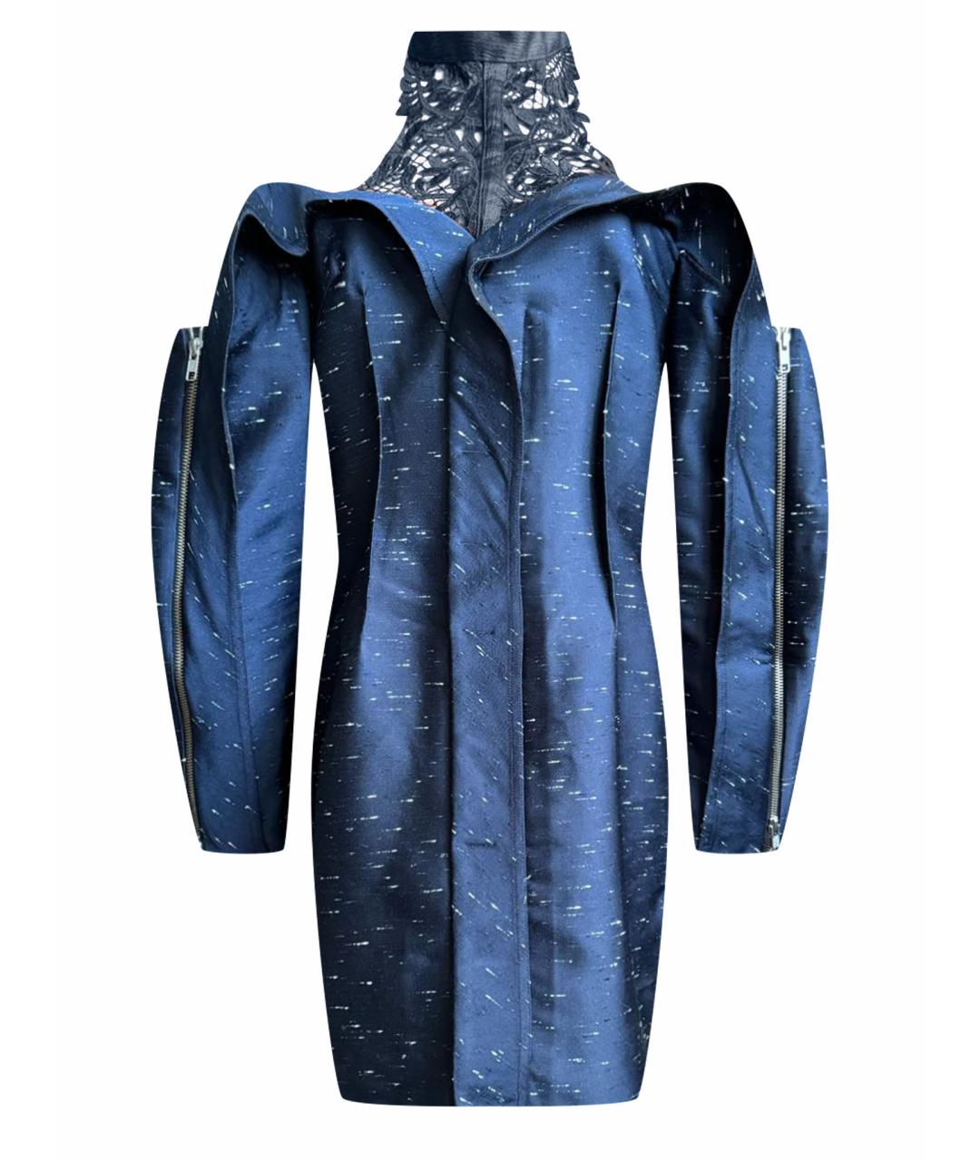 SELF-PORTRAIT Темно-синее вискозное коктейльное платье, фото 1
