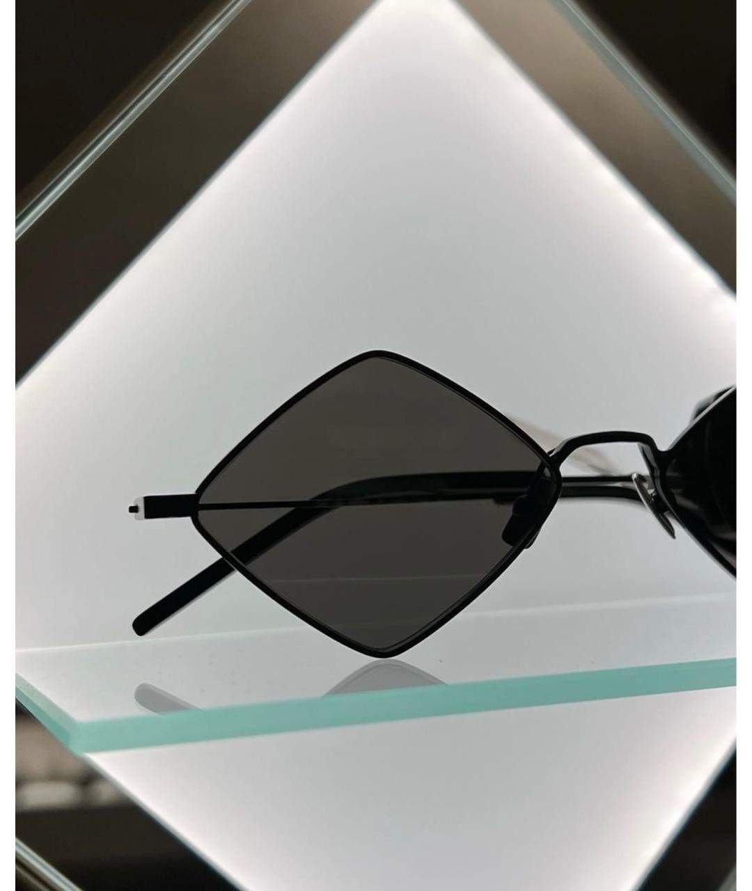 SAINT LAURENT Черные металлические солнцезащитные очки, фото 2