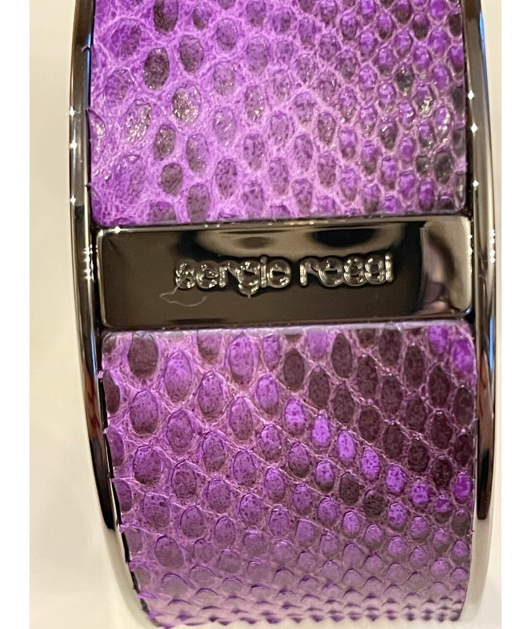 SERGIO ROSSI Фиолетовый браслет из экзотической кожи, фото 4