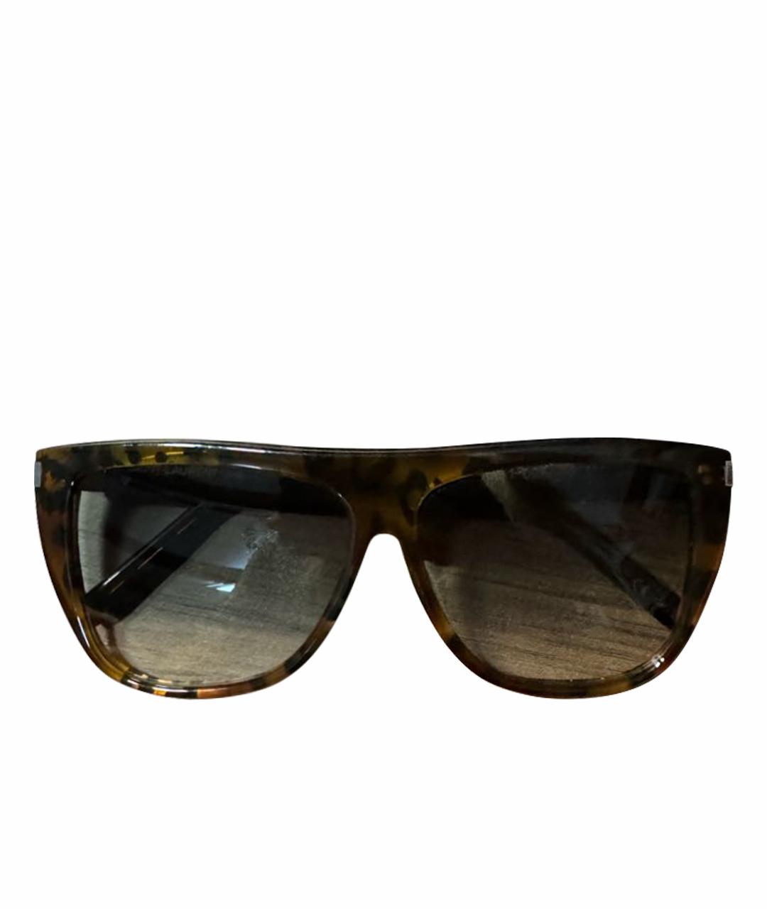 SAINT LAURENT Коричневые пластиковые солнцезащитные очки, фото 1