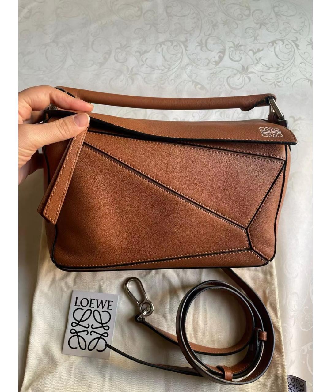 LOEWE Коричневая кожаная сумка через плечо, фото 7