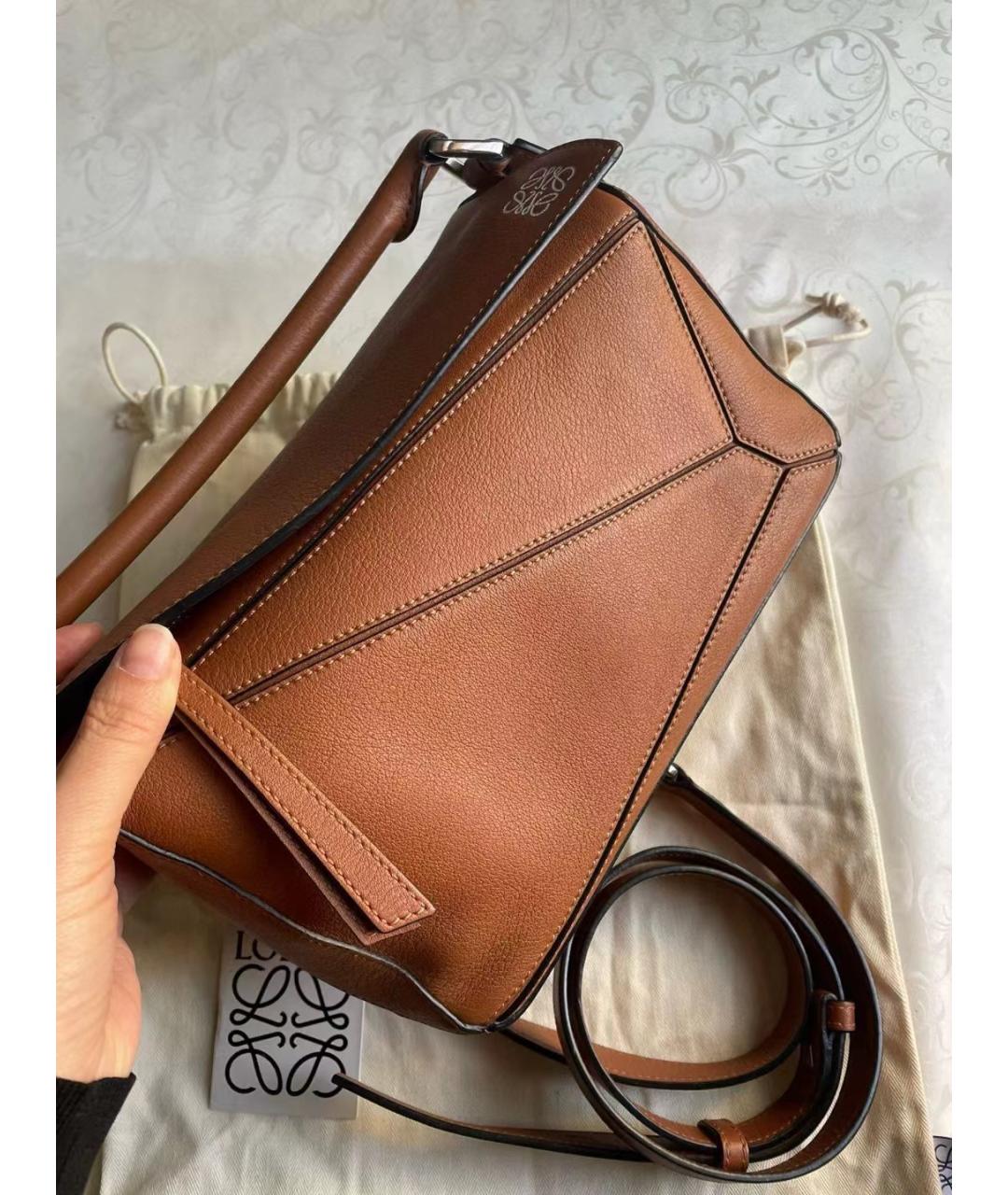 LOEWE Коричневая кожаная сумка через плечо, фото 6