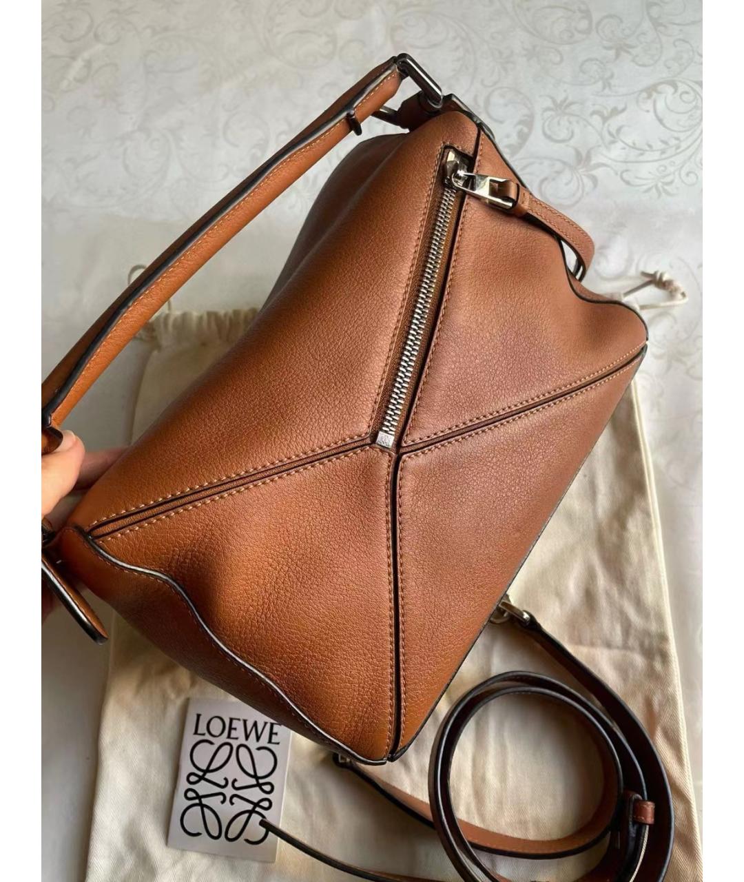 LOEWE Коричневая кожаная сумка через плечо, фото 3
