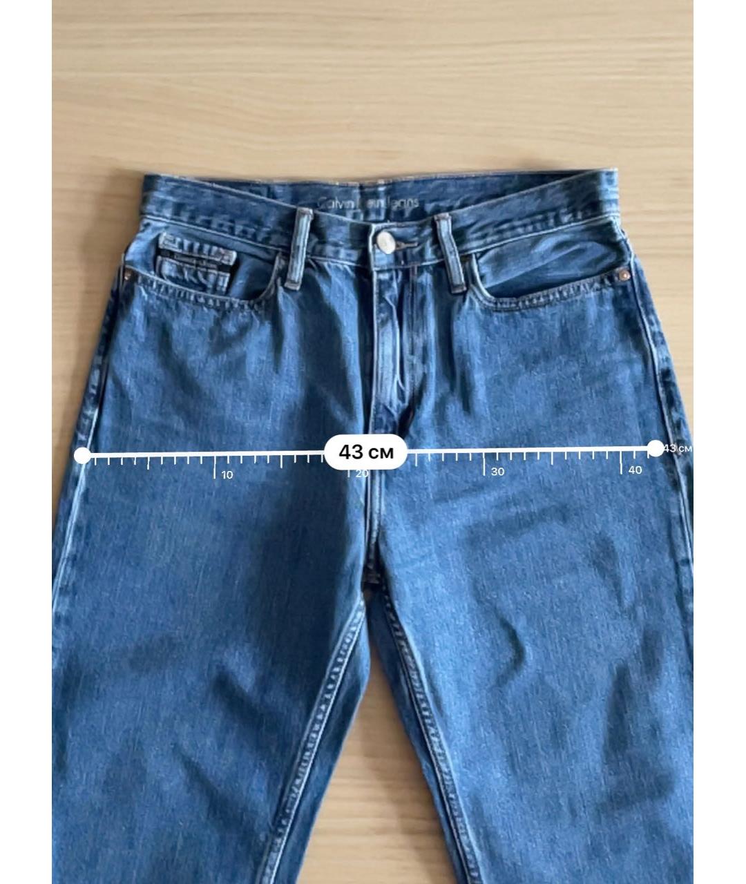 CALVIN KLEIN JEANS Голубые хлопковые прямые джинсы, фото 5