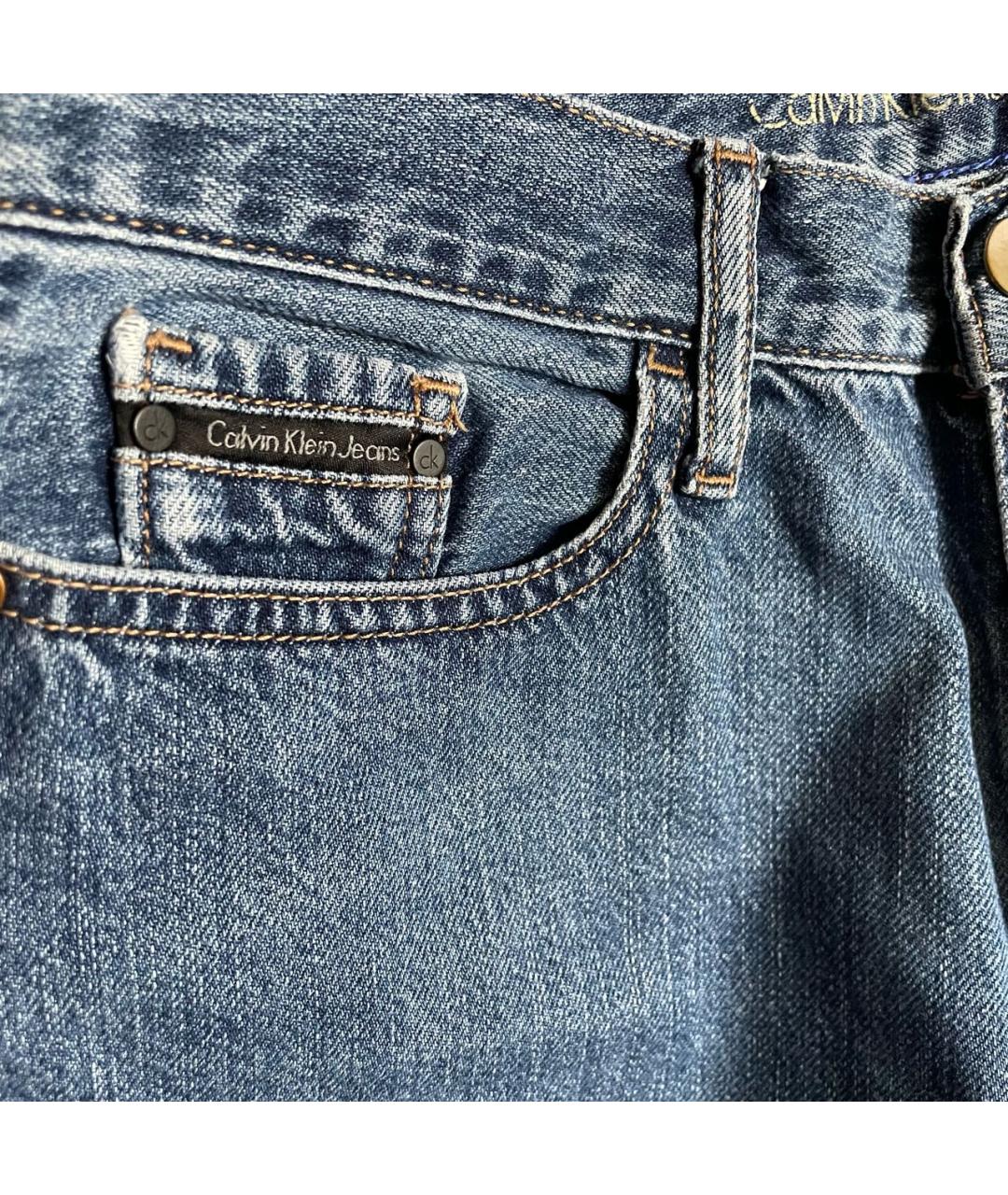 CALVIN KLEIN JEANS Голубые хлопковые прямые джинсы, фото 4
