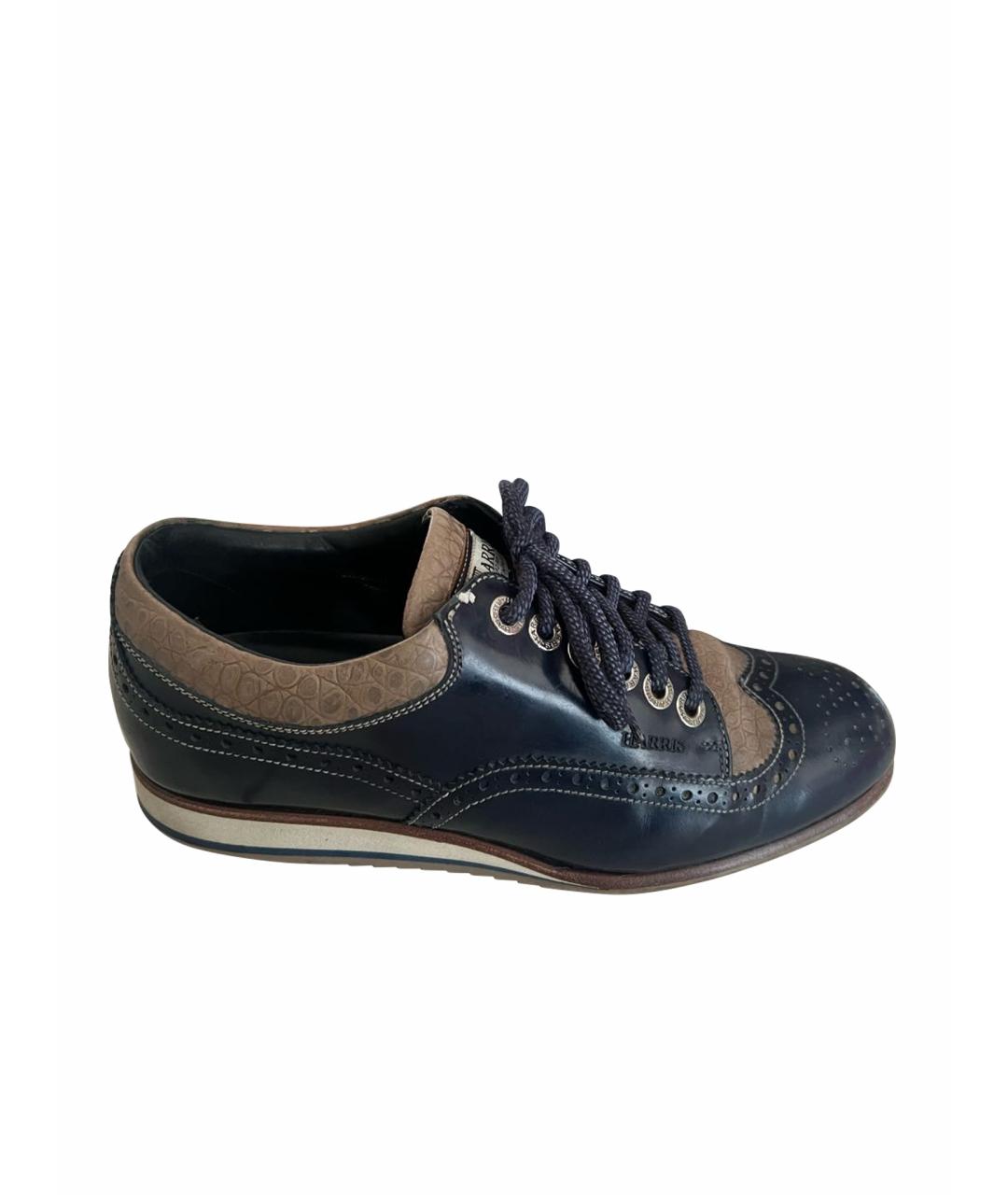 HARRIS WHARF LONDON Темно-синие кожаные низкие кроссовки / кеды, фото 1
