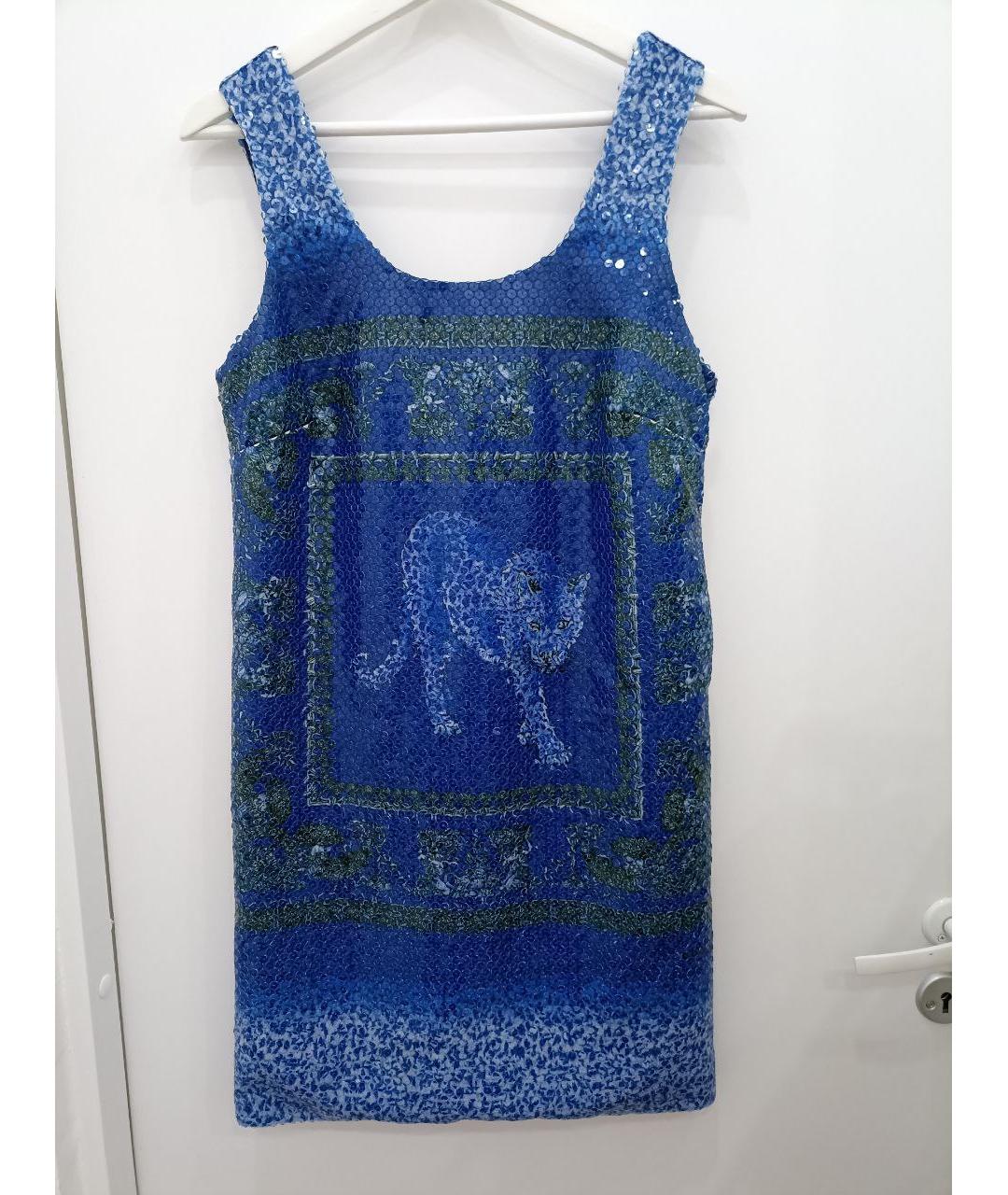 VERSACE Голубое полиэстеровое коктейльное платье, фото 8