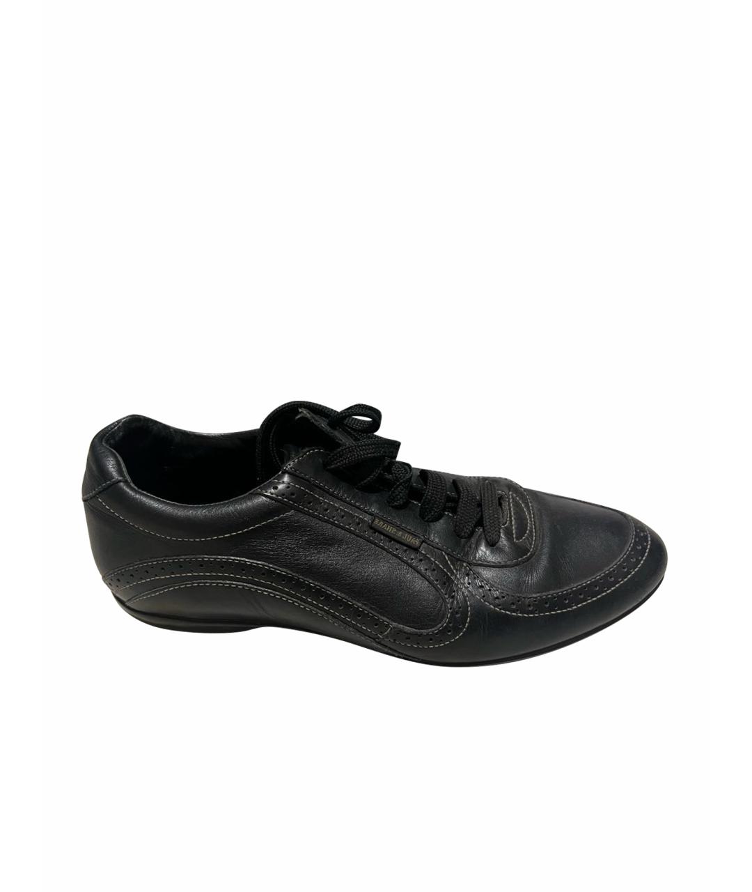 PAUL & SHARK Черные кожаные низкие кроссовки / кеды, фото 1