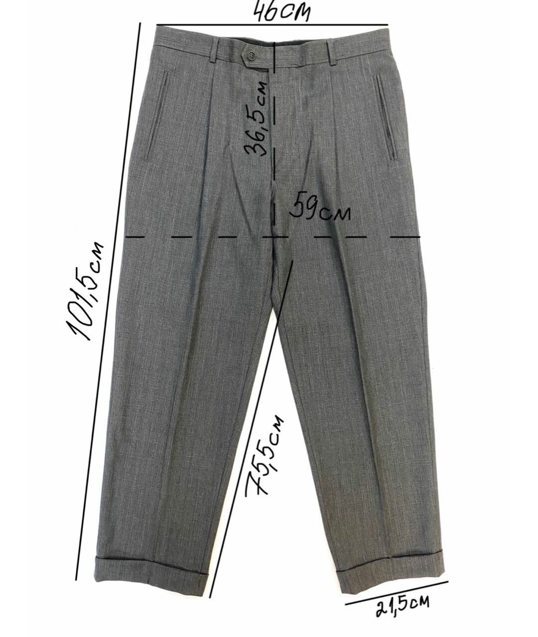 YVES SAINT LAURENT VINTAGE Антрацитовые шерстяные классические брюки, фото 3