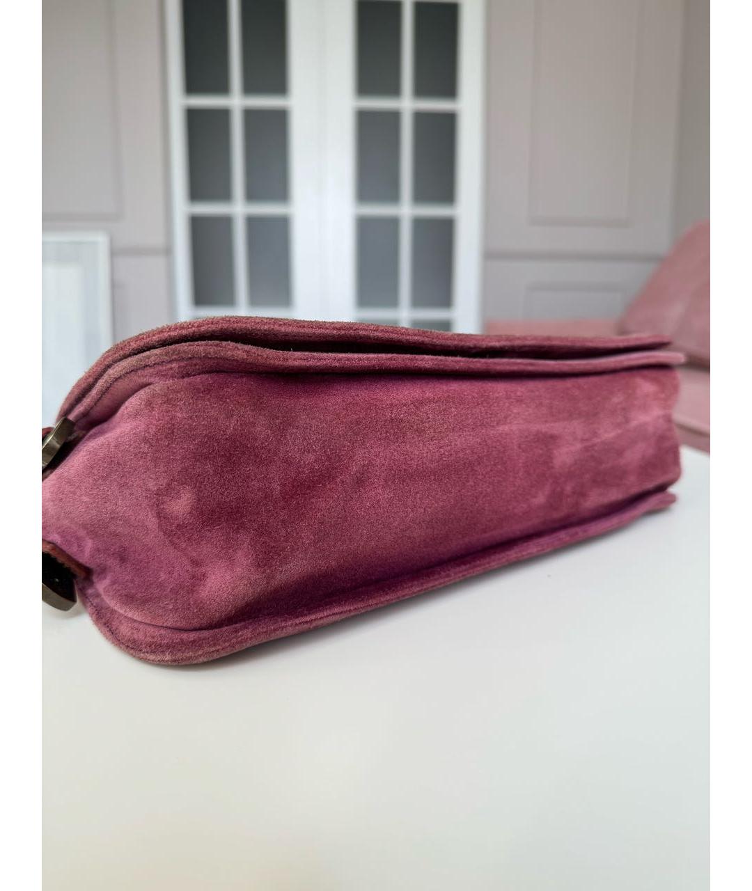LOEWE Розовая замшевая сумка с короткими ручками, фото 5
