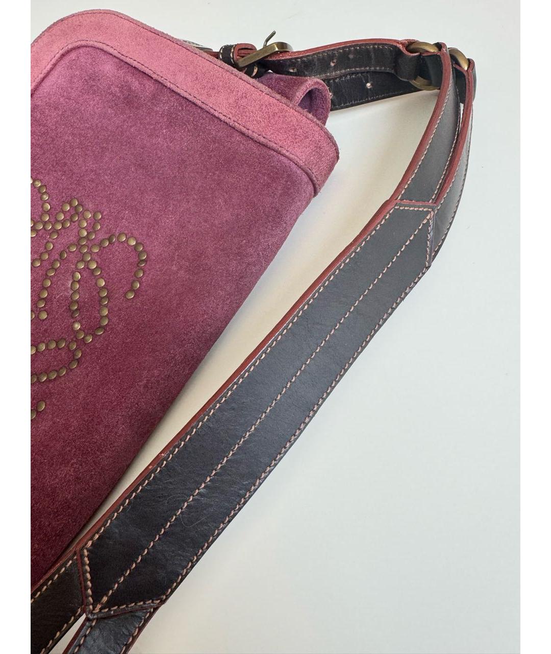 LOEWE Розовая замшевая сумка с короткими ручками, фото 6