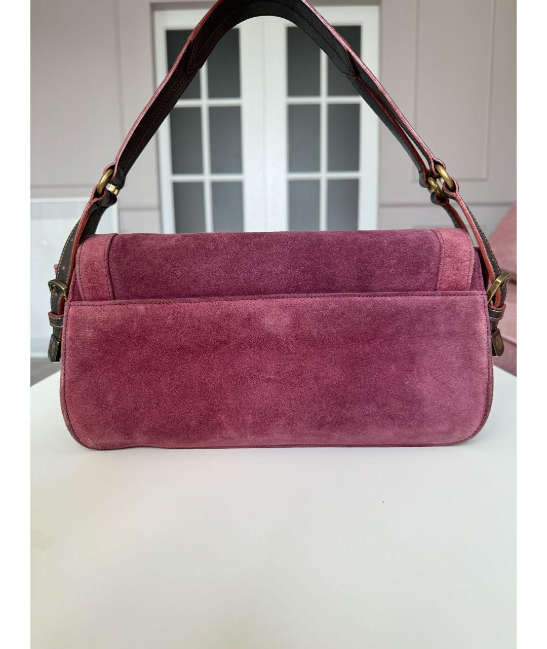 LOEWE Розовая замшевая сумка с короткими ручками, фото 3