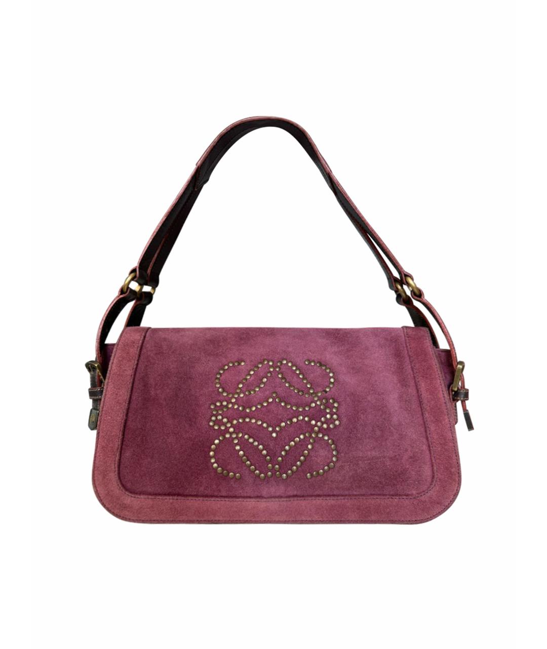 LOEWE Розовая замшевая сумка с короткими ручками, фото 1
