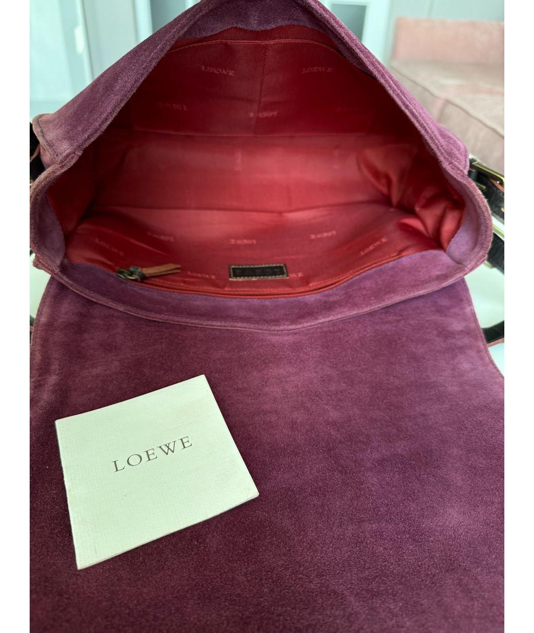 LOEWE Розовая замшевая сумка с короткими ручками, фото 4
