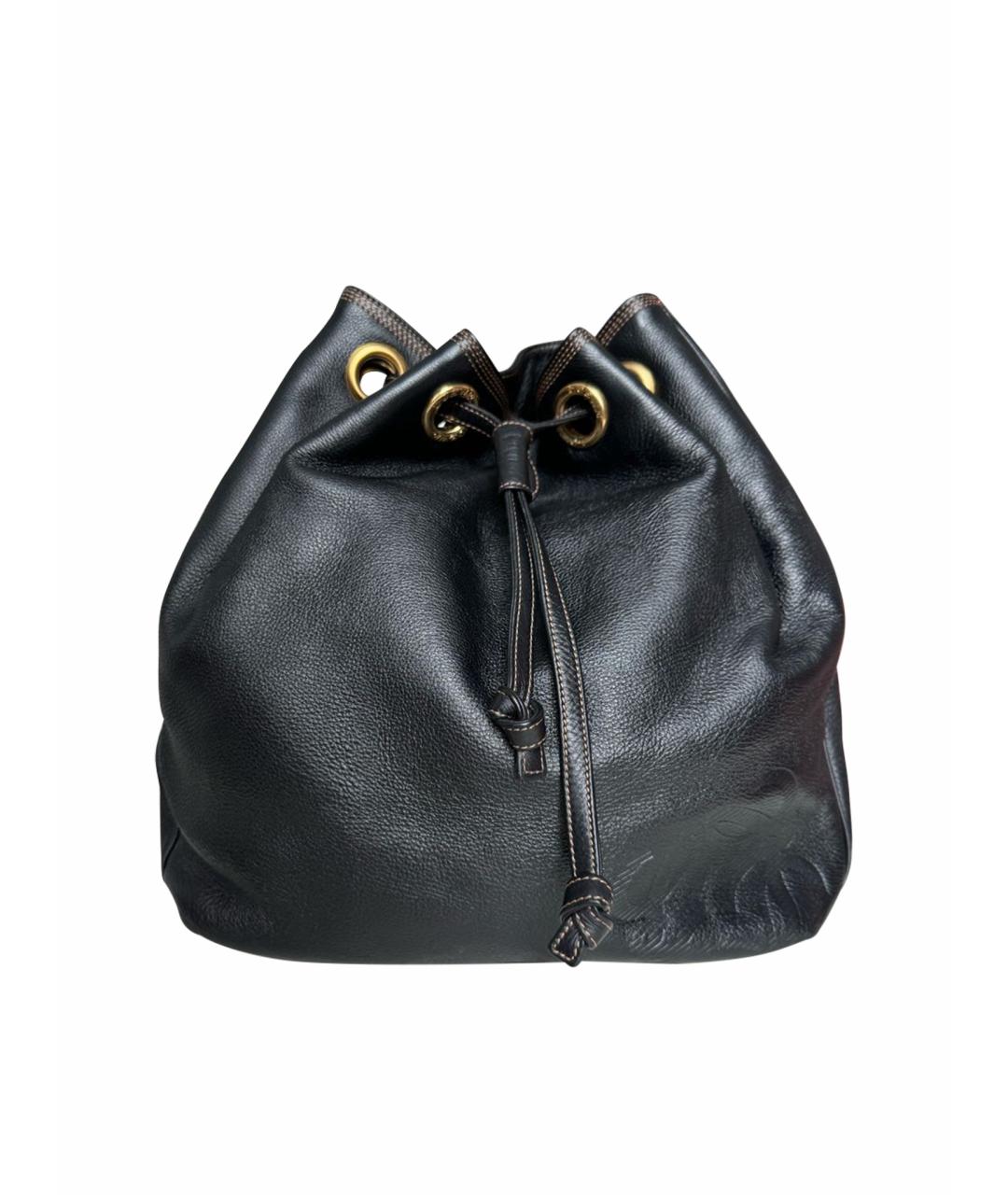 LOEWE Черная кожаная сумка с короткими ручками, фото 1