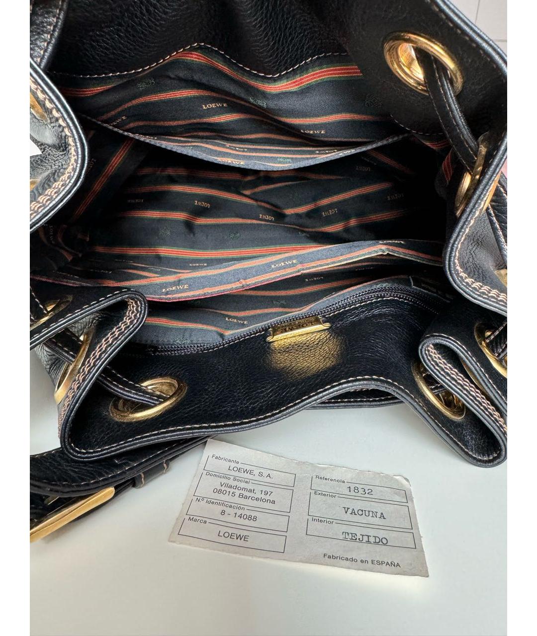 LOEWE Черная кожаная сумка с короткими ручками, фото 4
