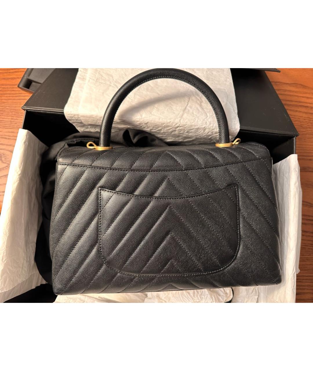 CHANEL PRE-OWNED Черная кожаная сумка тоут, фото 3