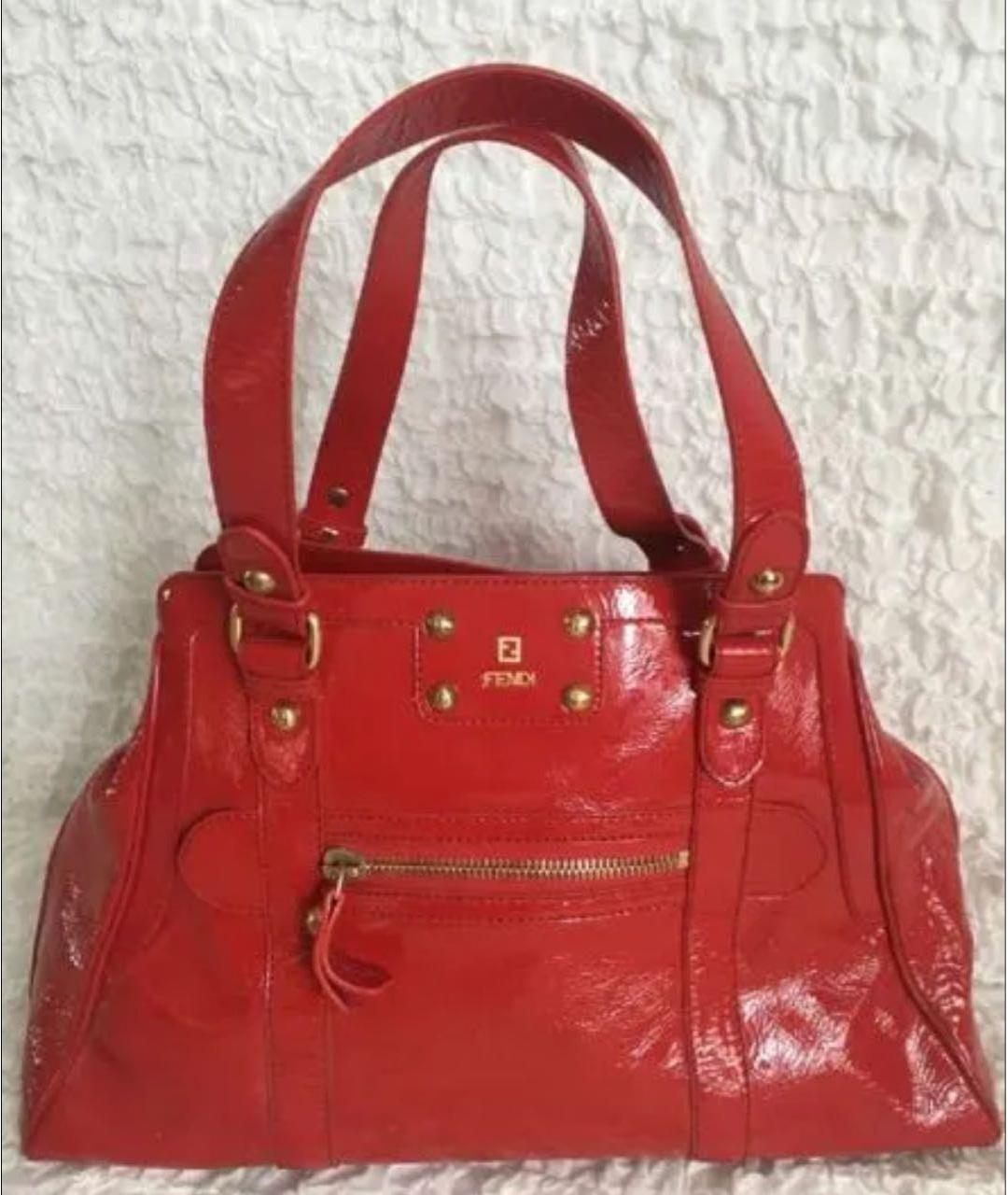 FENDI Красная сумка тоут из лакированной кожи, фото 3