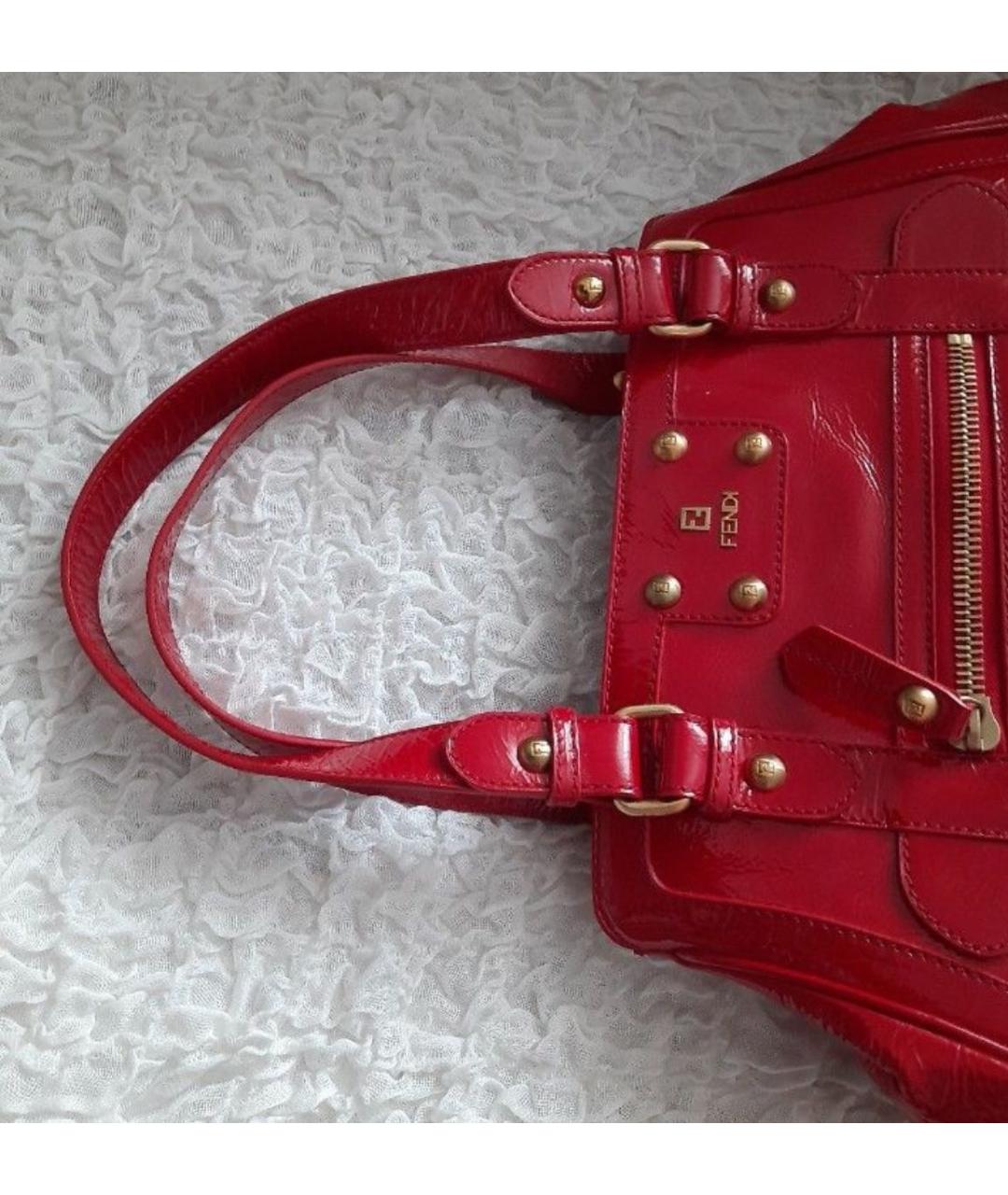 FENDI Красная сумка тоут из лакированной кожи, фото 4