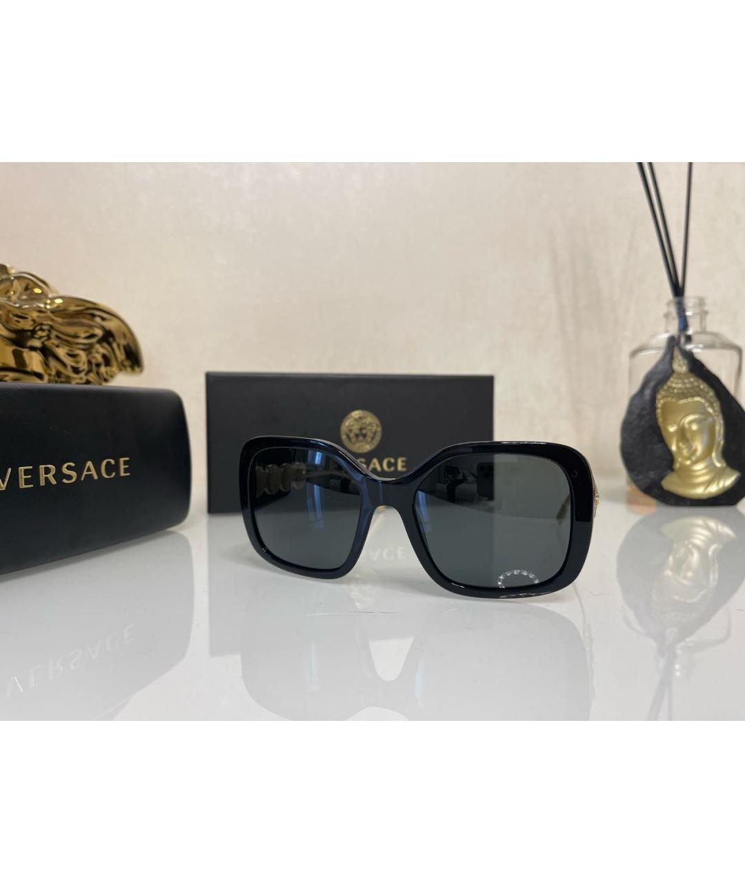 VERSACE Черные пластиковые солнцезащитные очки, фото 3