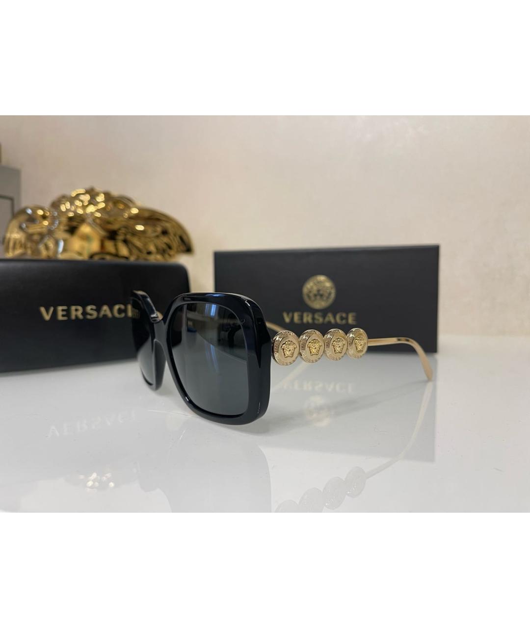 VERSACE Черные пластиковые солнцезащитные очки, фото 2