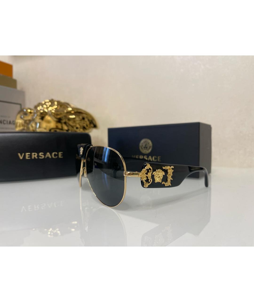 VERSACE Черные пластиковые солнцезащитные очки, фото 2