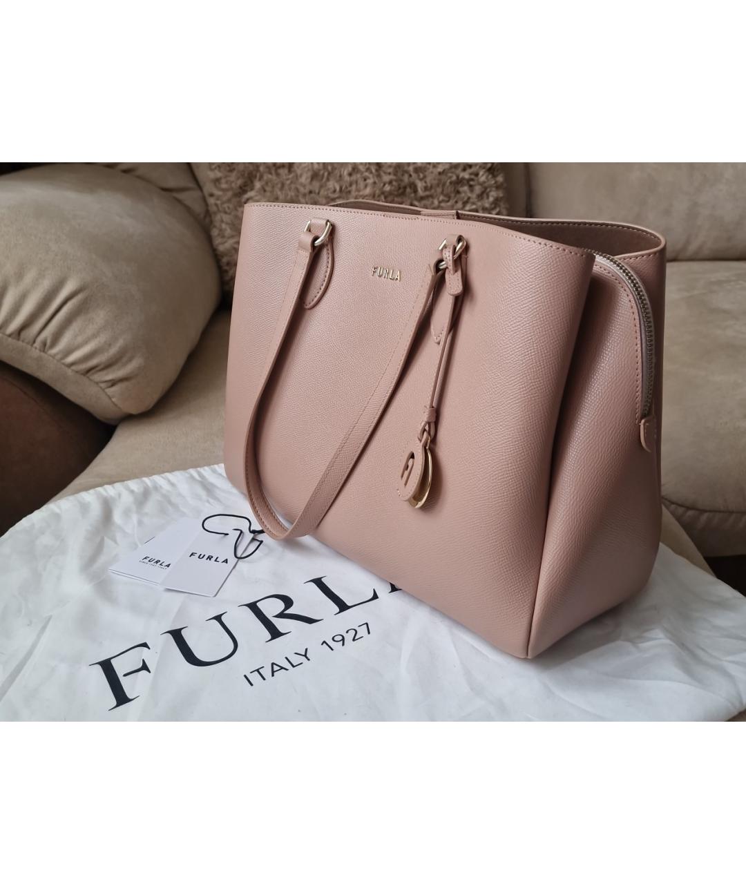 FURLA Бежевая кожаная сумка тоут, фото 9