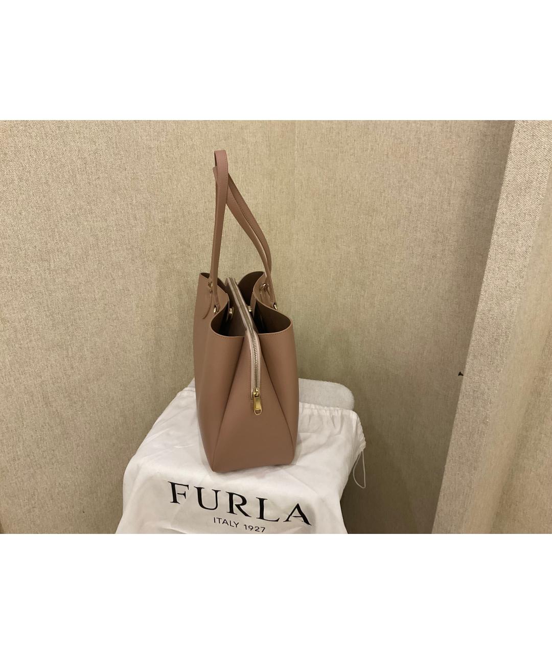 FURLA Бежевая кожаная сумка тоут, фото 2