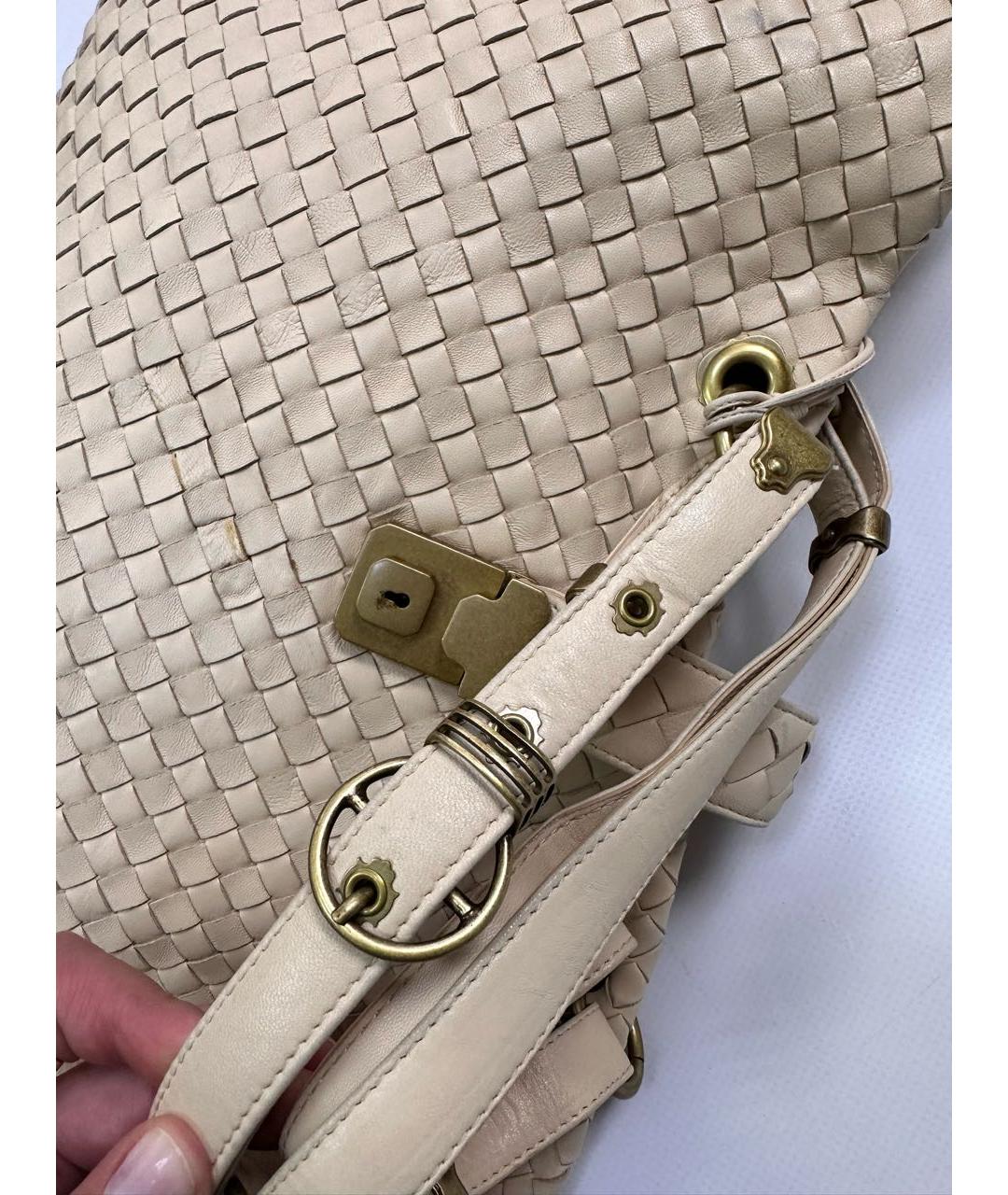BOTTEGA VENETA Бежевая кожаная сумка тоут, фото 8