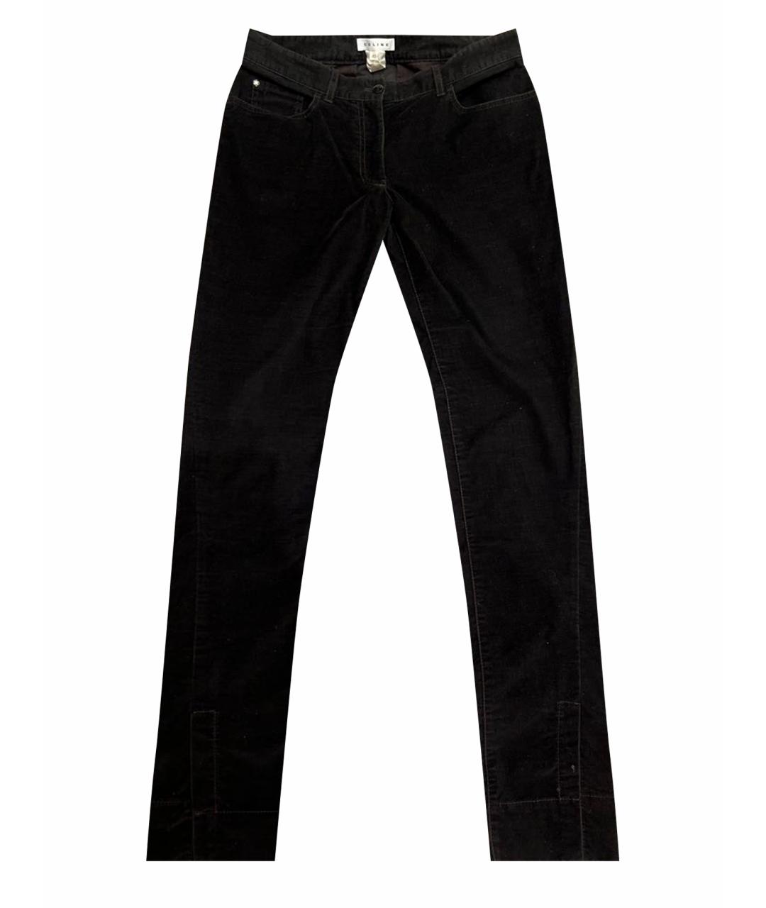 CELINE Коричневые велюровые брюки узкие, фото 1