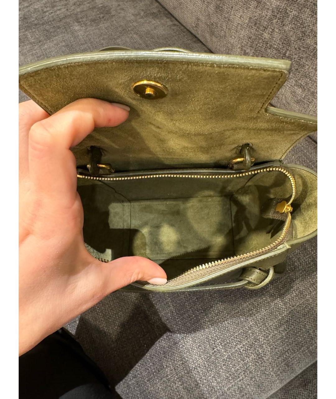 CELINE PRE-OWNED Хаки кожаная сумка с короткими ручками, фото 2