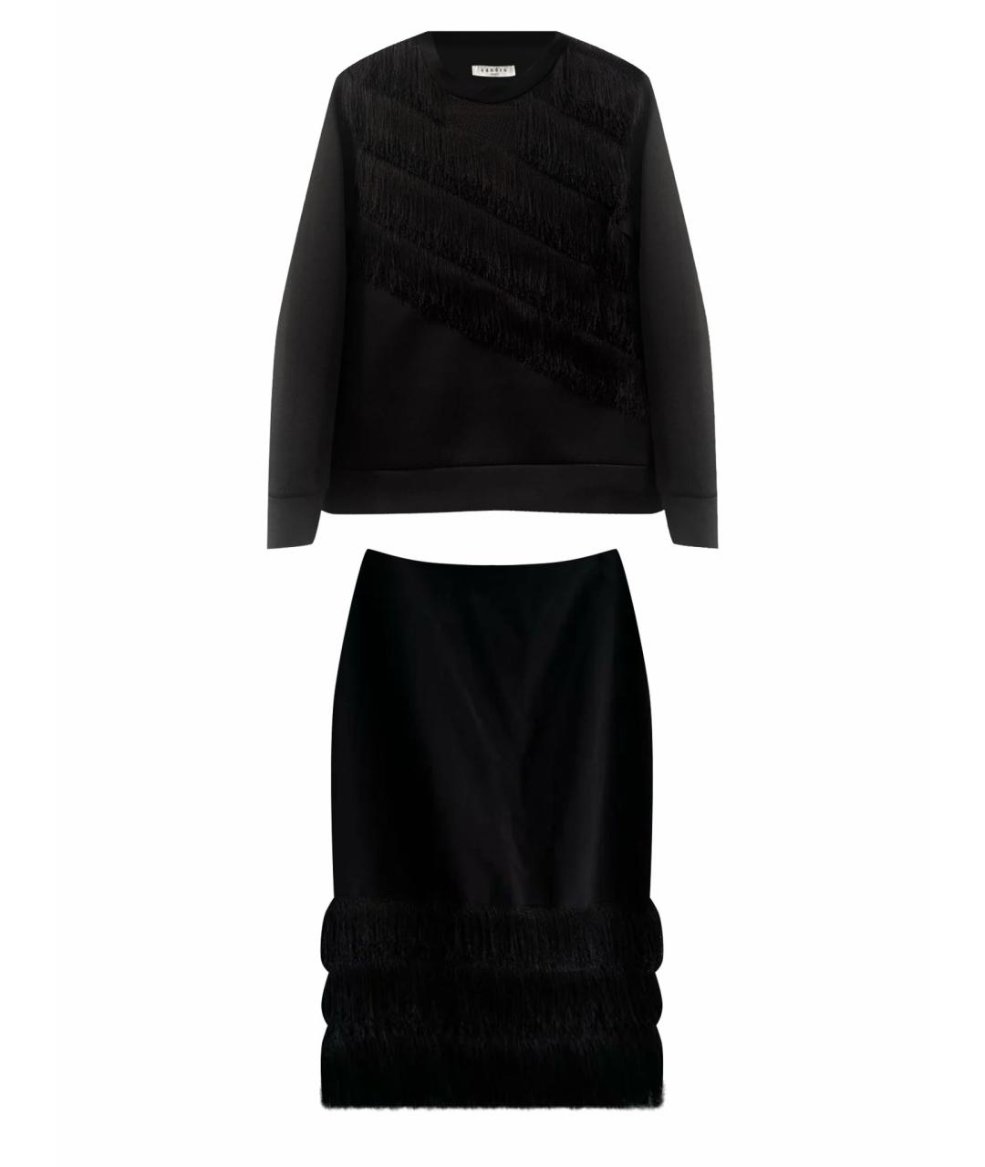 SANDRO Черный шифоновый костюм с юбками, фото 1