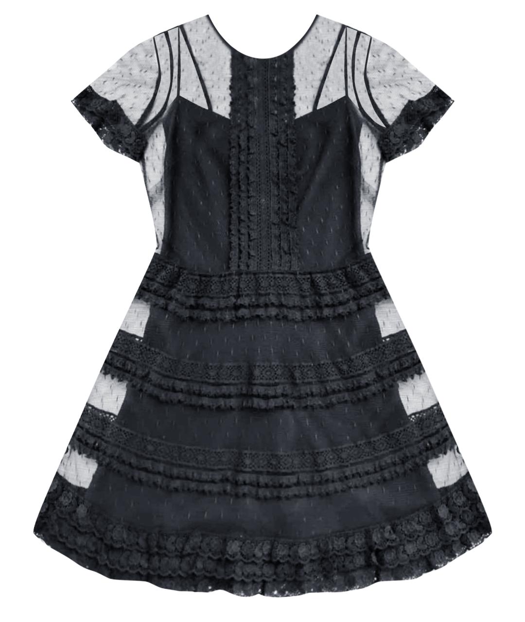 RED VALENTINO Черное кружевное коктейльное платье, фото 1