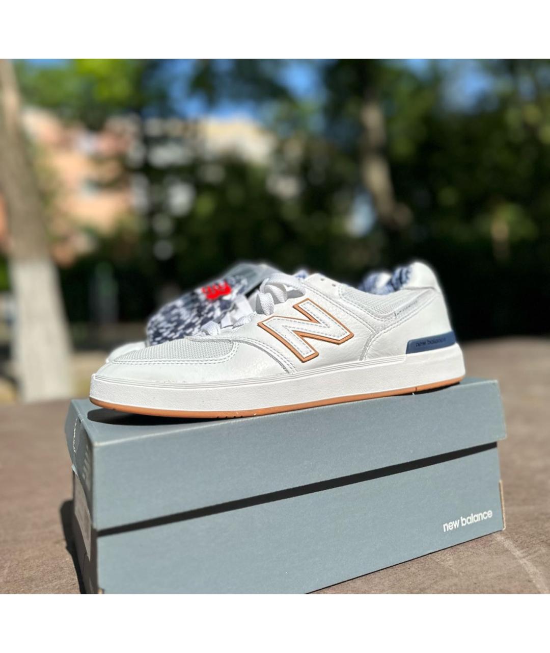 NEW BALANCE Белые низкие кроссовки / кеды из искусственной кожи, фото 3