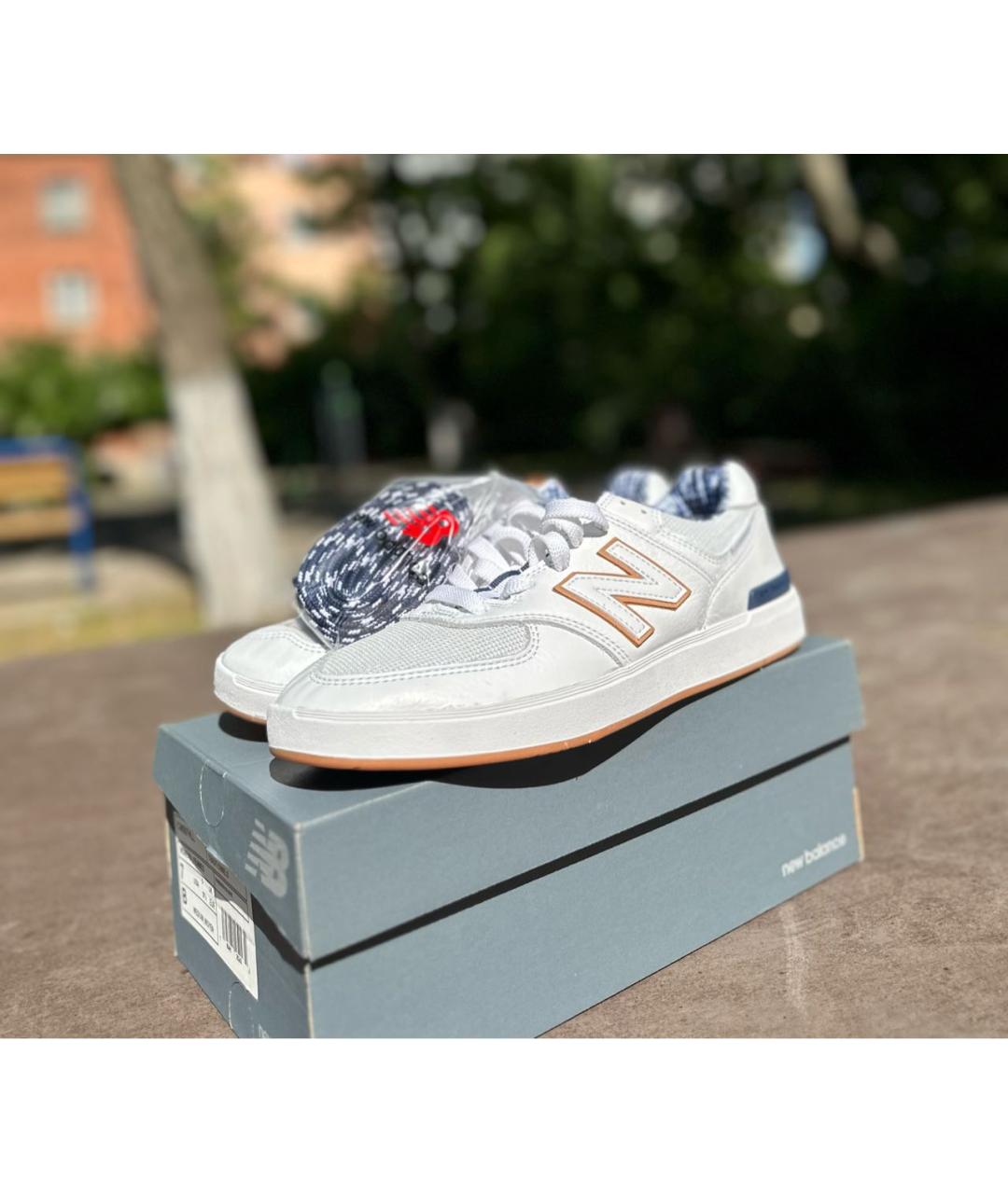 NEW BALANCE Белые низкие кроссовки / кеды из искусственной кожи, фото 2