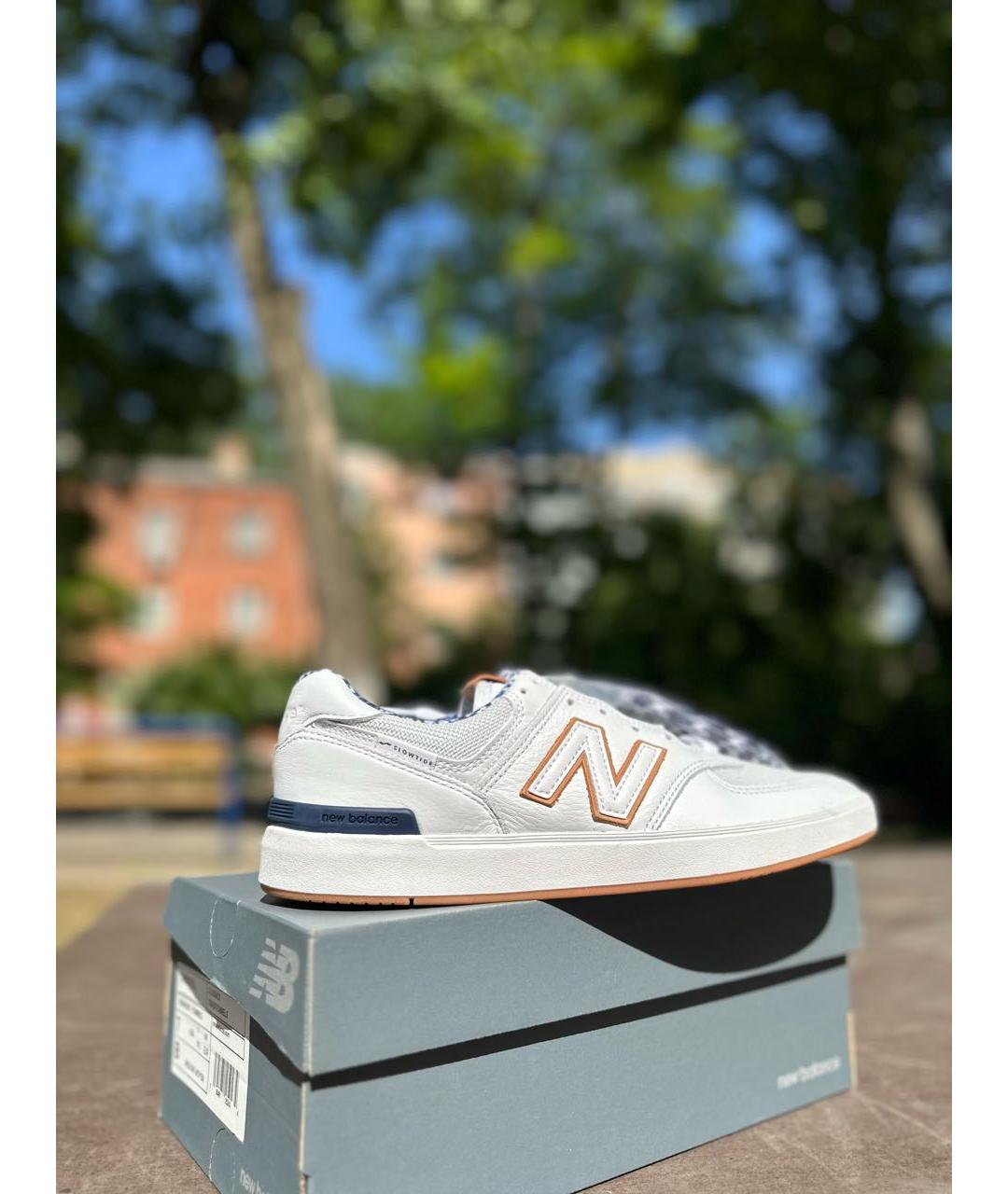 NEW BALANCE Белые низкие кроссовки / кеды из искусственной кожи, фото 4
