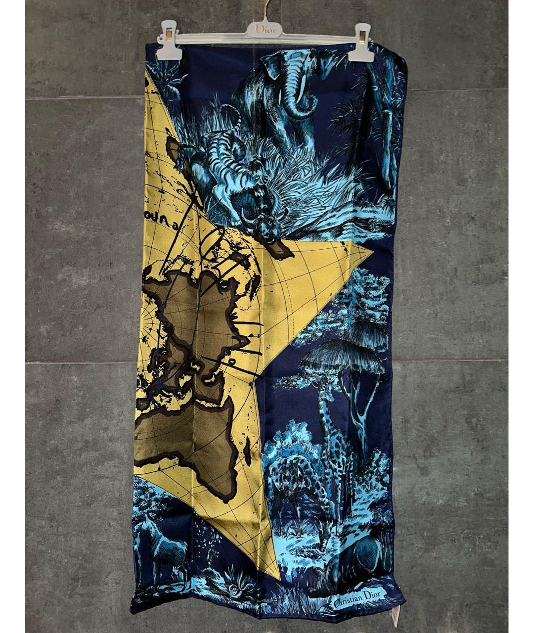 CHRISTIAN DIOR PRE-OWNED Бирюзовый шелковый платок, фото 4