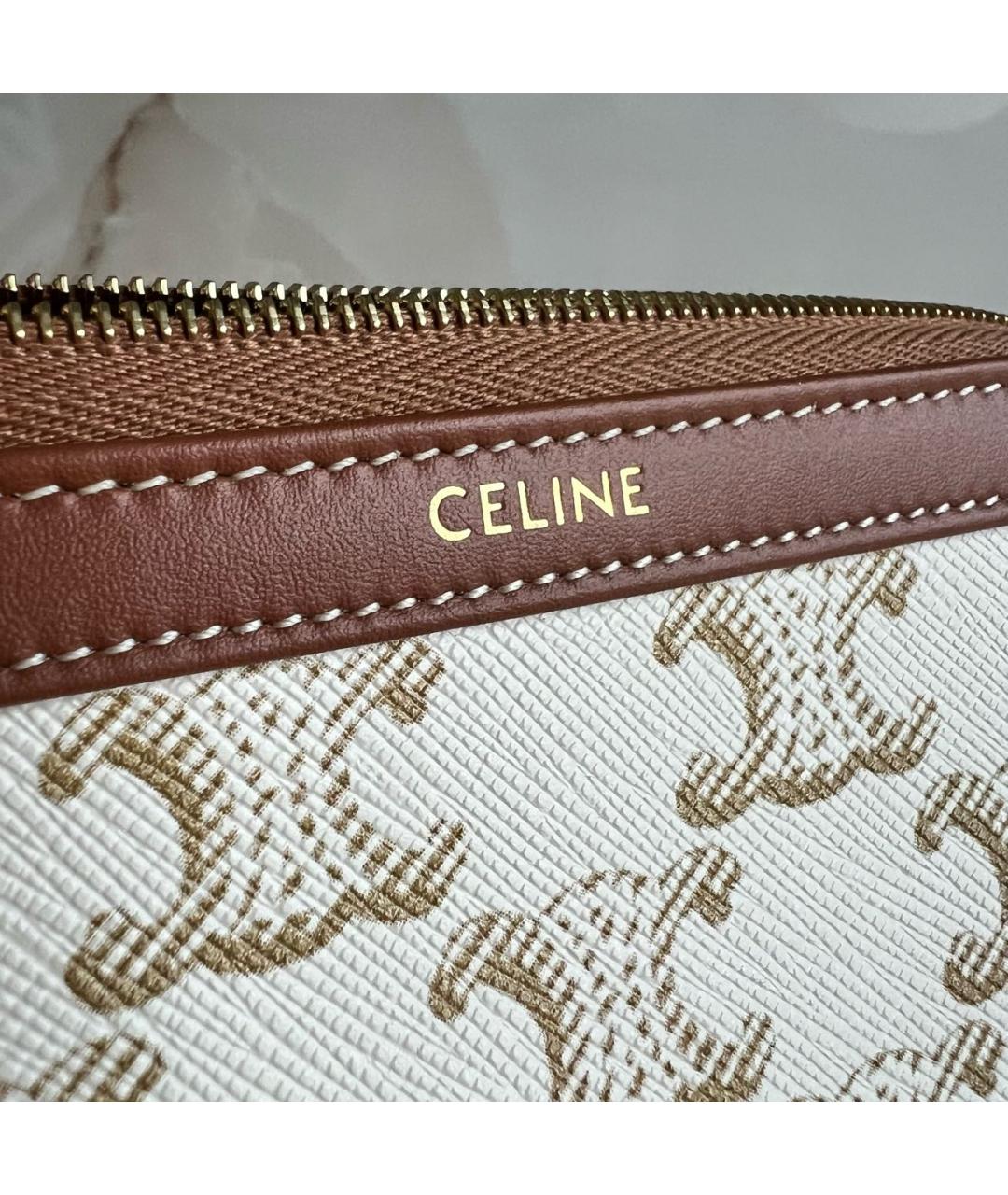 CELINE Белая кожаная косметичка, фото 5
