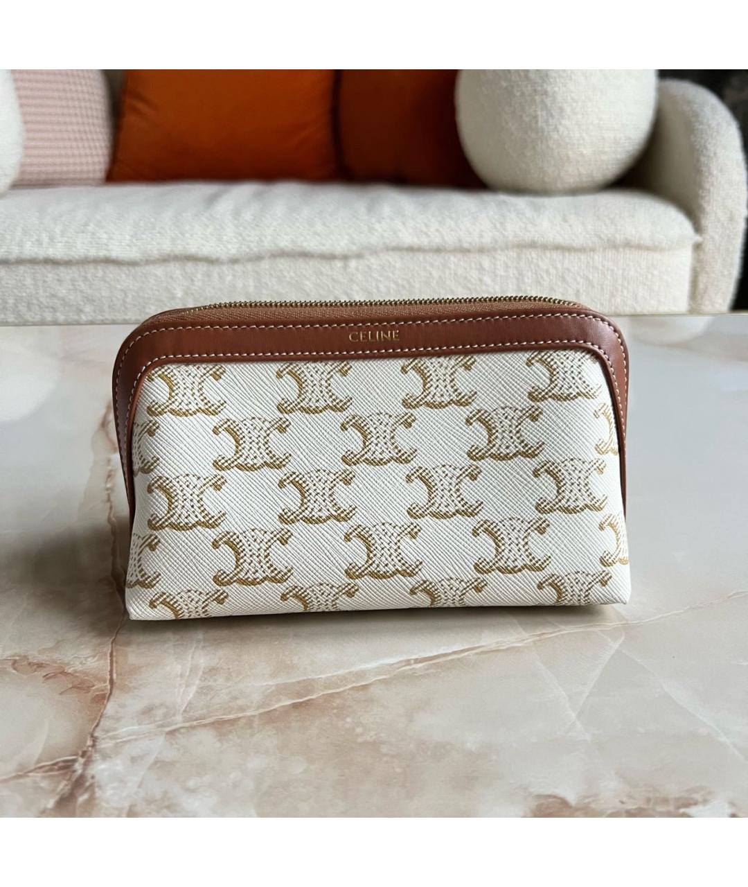 CELINE Белая кожаная косметичка, фото 2