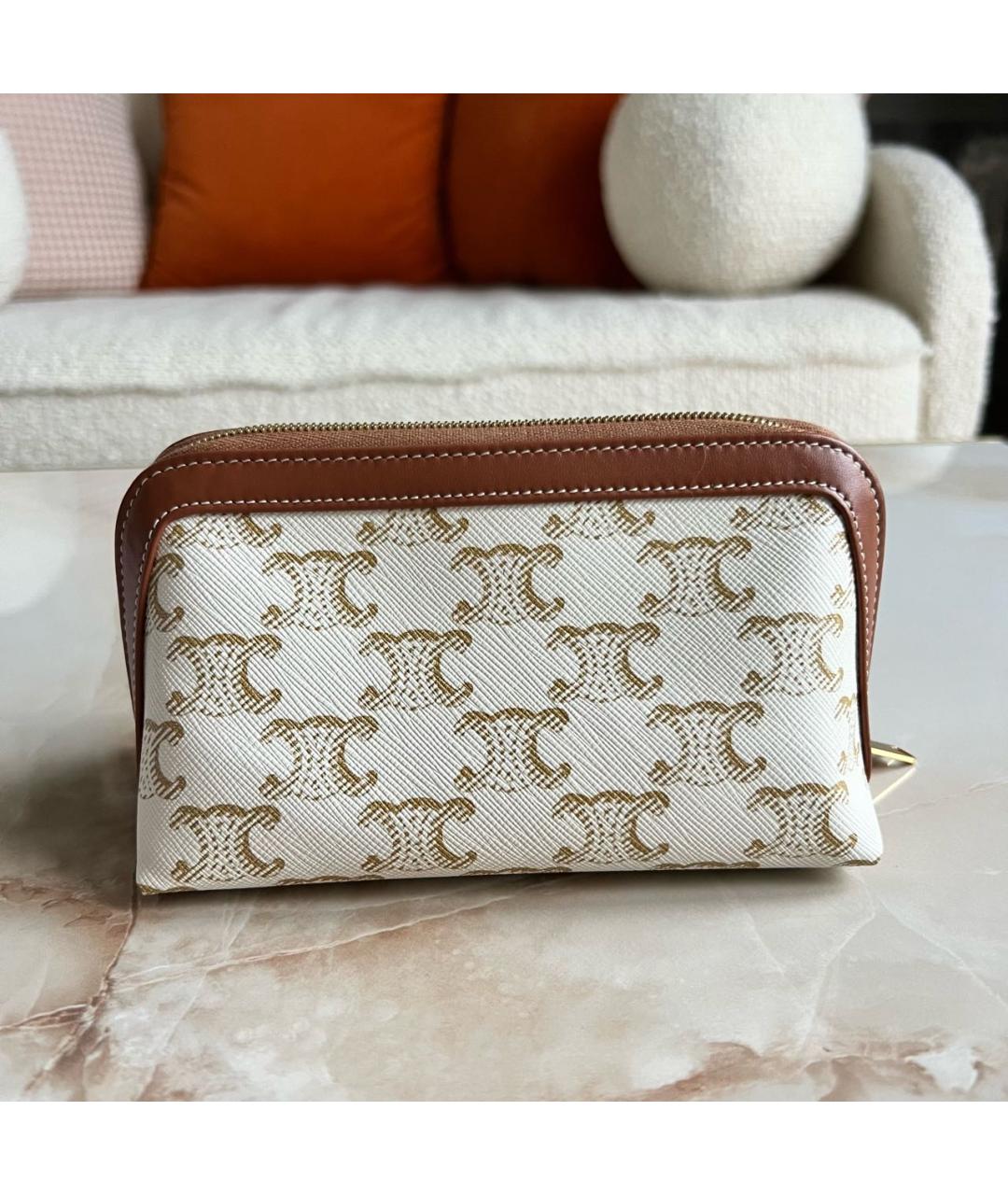 CELINE Белая кожаная косметичка, фото 3