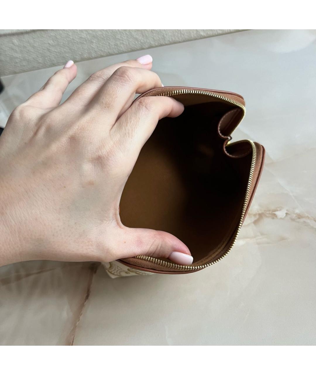 CELINE Белая кожаная косметичка, фото 4