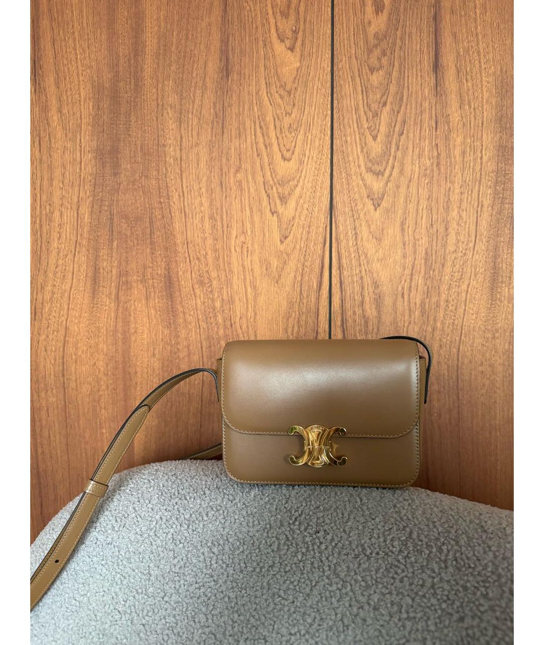 CELINE Коричневая кожаная сумка через плечо, фото 2