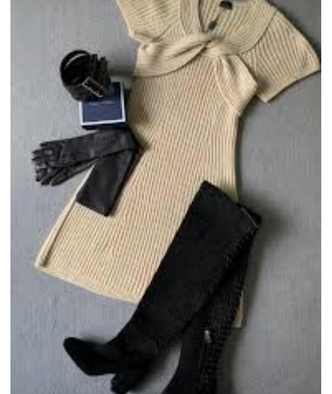 FENDI Бежевое шерстяное повседневное платье, фото 3