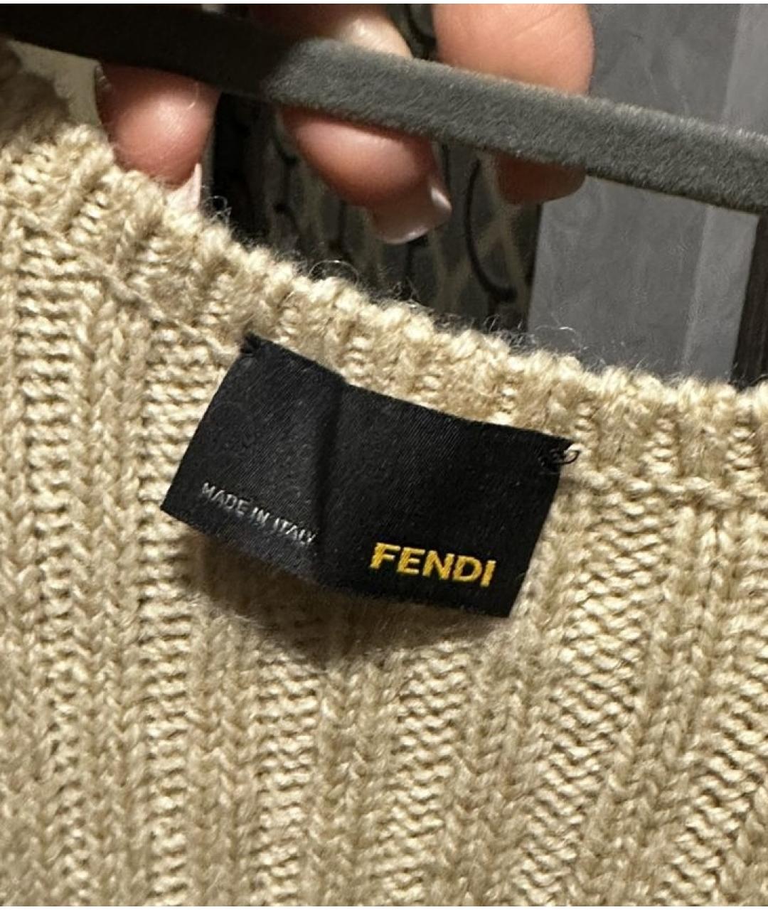 FENDI Бежевое шерстяное повседневное платье, фото 5