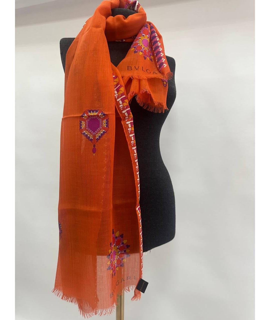 BVLGARI Оранжевый кашемировый шарф, фото 2
