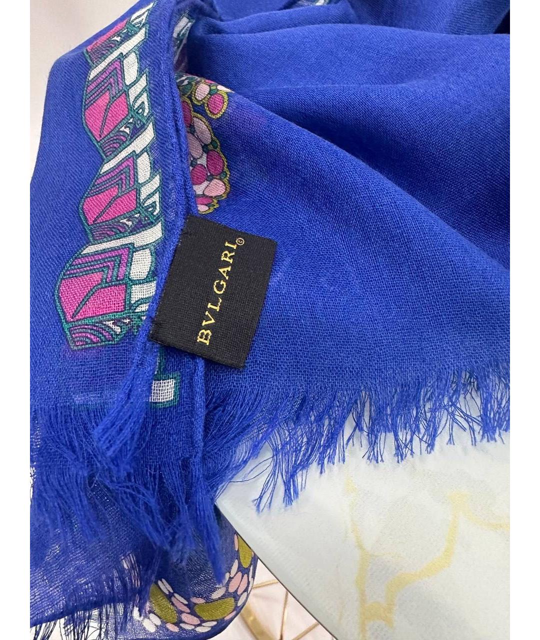 BVLGARI Синий кашемировый шарф, фото 3