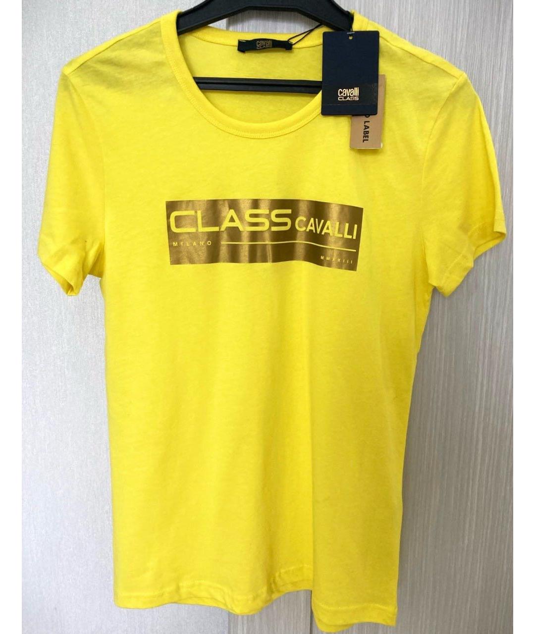 CAVALLI CLASS Желтая хлопковая футболка, фото 4