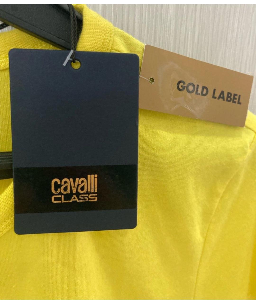 CAVALLI CLASS Желтая хлопковая футболка, фото 3