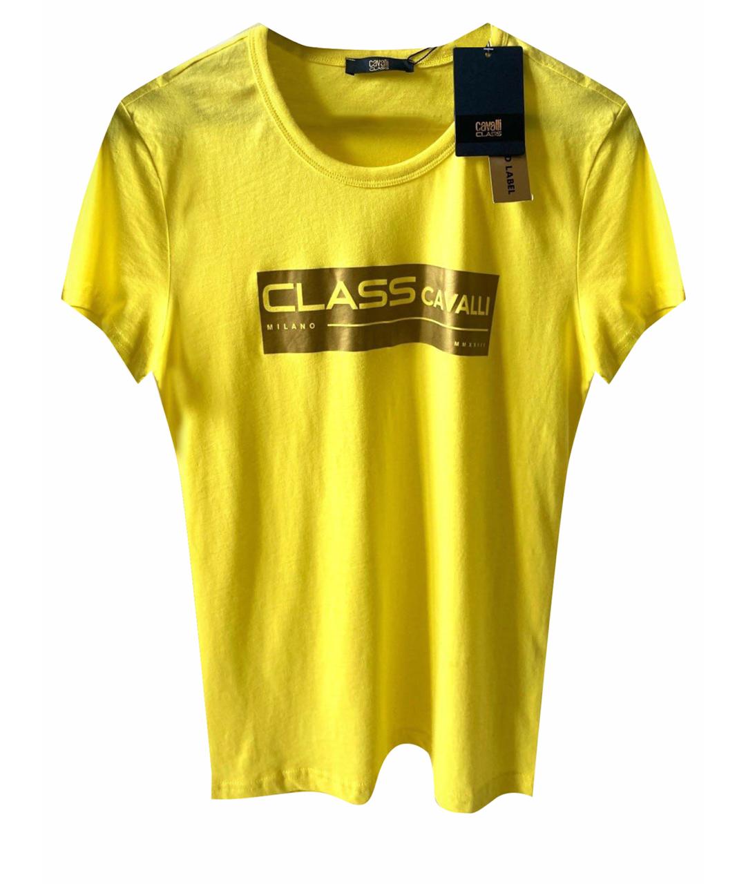 CAVALLI CLASS Желтая хлопковая футболка, фото 1
